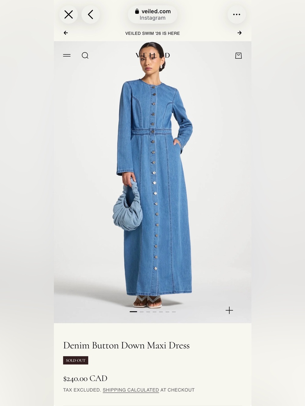 Veiled Collection Denim Button-Down Maxi Dress